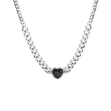 Women Heart Pendant Necklace Classic Titanium Steel Jewelry