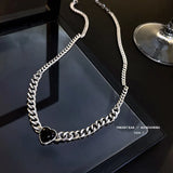 Women Heart Pendant Necklace Classic Titanium Steel Jewelry