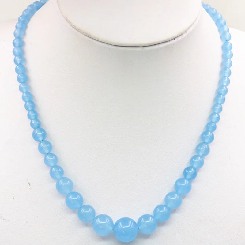 Aquamarines Stone Crystal Bead Necklace 18inch