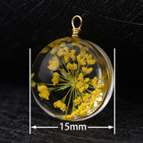 Crystal Ball Dried Flower Pendant Charm Necklace