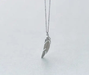 Angel Wings Bird Feather Pendant Necklace in Sterling Silver