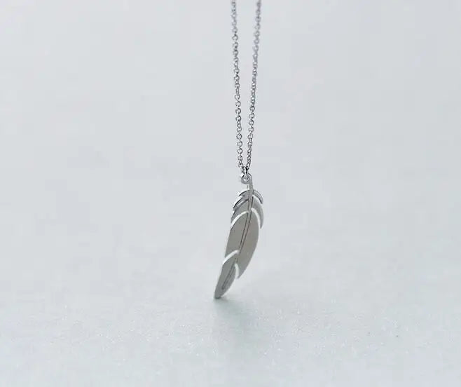 Angel Wings Bird Feather Pendant Necklace in Sterling Silver