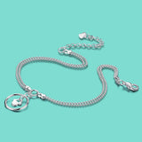 925 Sterling Silver Anklet with Round Pendant Foot Jewelry