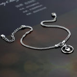 925 Sterling Silver Anklet with Round Pendant Foot Jewelry
