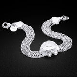 925 Silver Bracelet with Rose Pendant