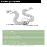 925 Silver Bracelet with Rose Pendant