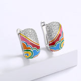 925 Silver Irregular Epoxy Enamel Earrings Bridal Jewelry