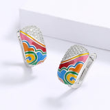925 Silver Irregular Epoxy Enamel Earrings Bridal Jewelry