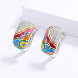 925 Silver Irregular Epoxy Enamel Earrings Bridal Jewelry
