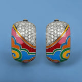 925 Silver Irregular Epoxy Enamel Earrings Bridal Jewelry