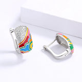 925 Silver Irregular Epoxy Enamel Earrings Bridal Jewelry