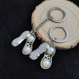 Women's Alloy Pearl Peanut Pendant Keychain for Car Backpack