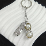 Women's Alloy Pearl Peanut Pendant Keychain for Car Backpack