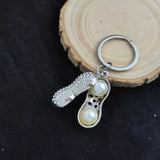 Women's Alloy Pearl Peanut Pendant Keychain for Car Backpack