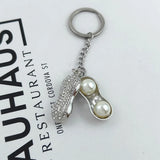 Women's Alloy Pearl Peanut Pendant Keychain for Car Backpack