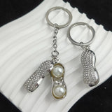 Women's Alloy Pearl Peanut Pendant Keychain for Car Backpack