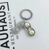Women's Alloy Pearl Peanut Pendant Keychain for Car Backpack
