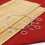 925 Sterling Silver Circle Anklet For Women Long Tassel Round Bead Snake Chain