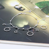 925 Sterling Silver Circle Anklet For Women Long Tassel Round Bead Snake Chain