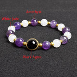 Natural Amethyst Jades Agates Stone Beads Bracelet for Women
