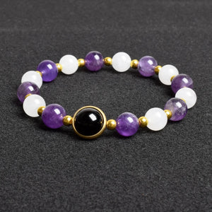 Natural Amethyst Jades Agates Stone Beads Bracelet for Women