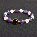 Natural Amethyst Jades Agates Stone Beads Bracelet for Women