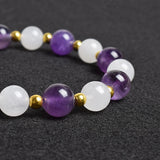Natural Amethyst Jades Agates Stone Beads Bracelet for Women