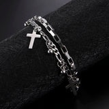 Double Chain Stainless Steel Bracelet for Men Women