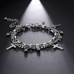 Double Chain Stainless Steel Bracelet for Men Women