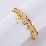 Double Chain Stainless Steel Bracelet for Men Women