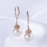 Mother Of Pearl Earrings 925 Silver CZ Lever Back Jewelry