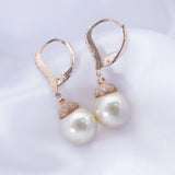 Mother Of Pearl Earrings 925 Silver CZ Lever Back Jewelry