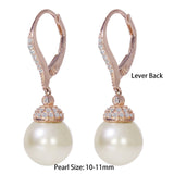 Mother Of Pearl Earrings 925 Silver CZ Lever Back Jewelry