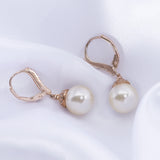 Mother Of Pearl Earrings 925 Silver CZ Lever Back Jewelry