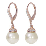 Mother Of Pearl Earrings 925 Silver CZ Lever Back Jewelry