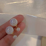Double-Sided Pearl Ear Stud Earrings