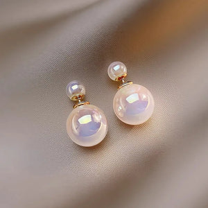 Double-Sided Pearl Ear Stud Earrings