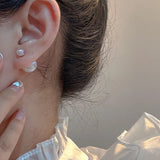 Double-Sided Pearl Ear Stud Earrings