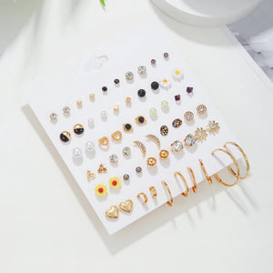 Geometric Stud Earrings Set for Women Girls
