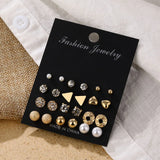 Women's Pearl Crystal Stud Earrings Geometric Flower Tassel Punk Jewelry