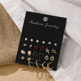 Women's Pearl Crystal Stud Earrings Geometric Flower Tassel Punk Jewelry