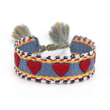 Women's Friendship Charm Lucky Bracelet Embroidery Tassel Retro Couple Braided