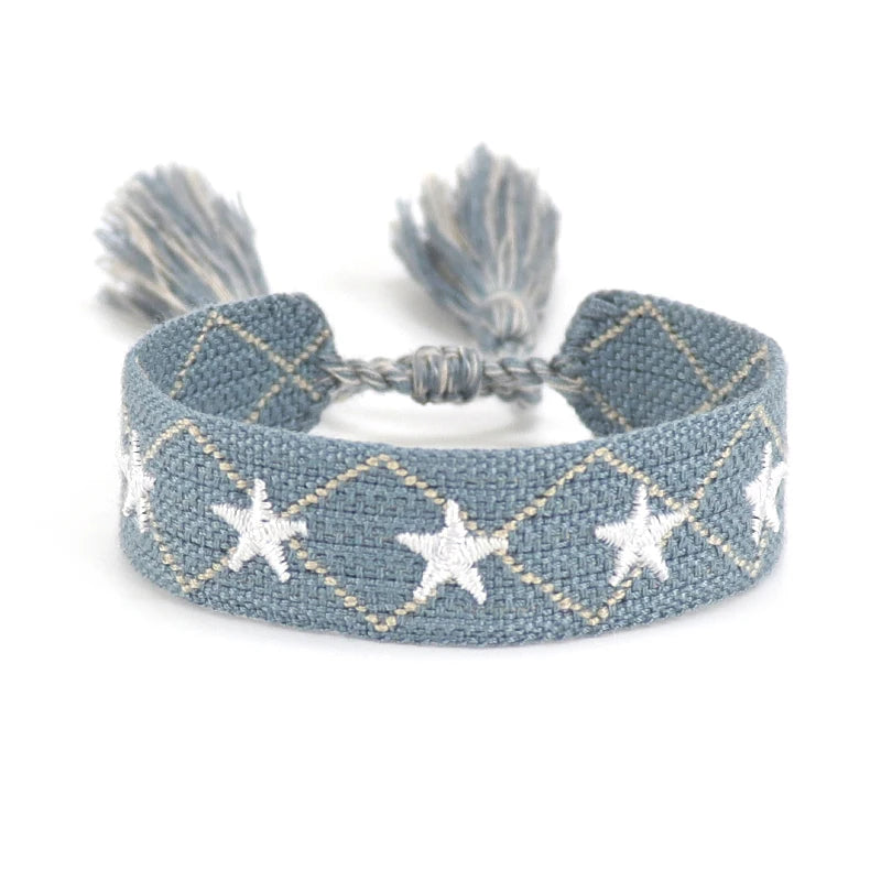 Women's Friendship Charm Lucky Bracelet Embroidery Tassel Retro Couple Braided