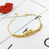 Matte Smooth Lucky Beads Bracelet 14K Yellow Jewelry