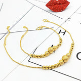 Matte Smooth Lucky Beads Bracelet 14K Yellow Jewelry