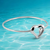 Heart Bracelet Charm Bangle 925 Sterling Silver Jewelry