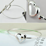 Heart Bracelet Charm Bangle 925 Sterling Silver Jewelry