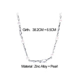 Women's Irregular Chains Pearl Necklace Silver Jewelry for Wedding