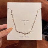Women's Irregular Chains Pearl Necklace Silver Jewelry for Wedding