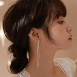 925 Sterling Silver Zircon Tassel Earrings Wedding Accessories